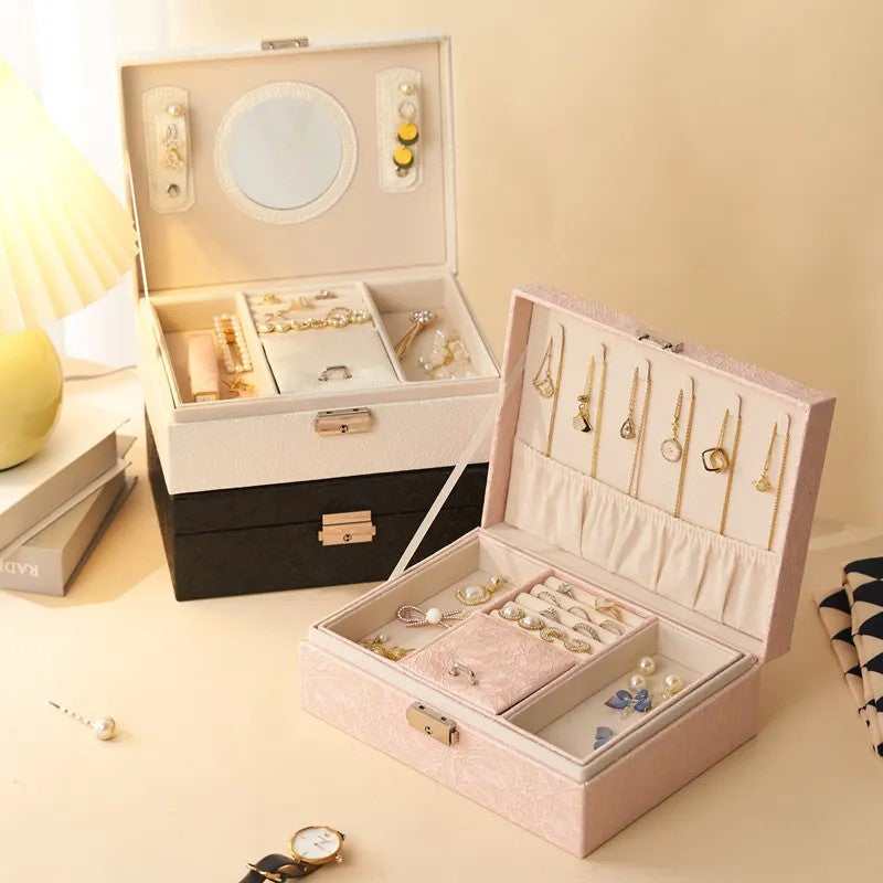 Boite a bijoux de voyage-rose claire