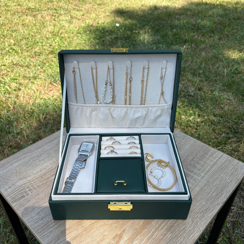 Boite à bijoux Saint-Tropez en cuir PU - Vert