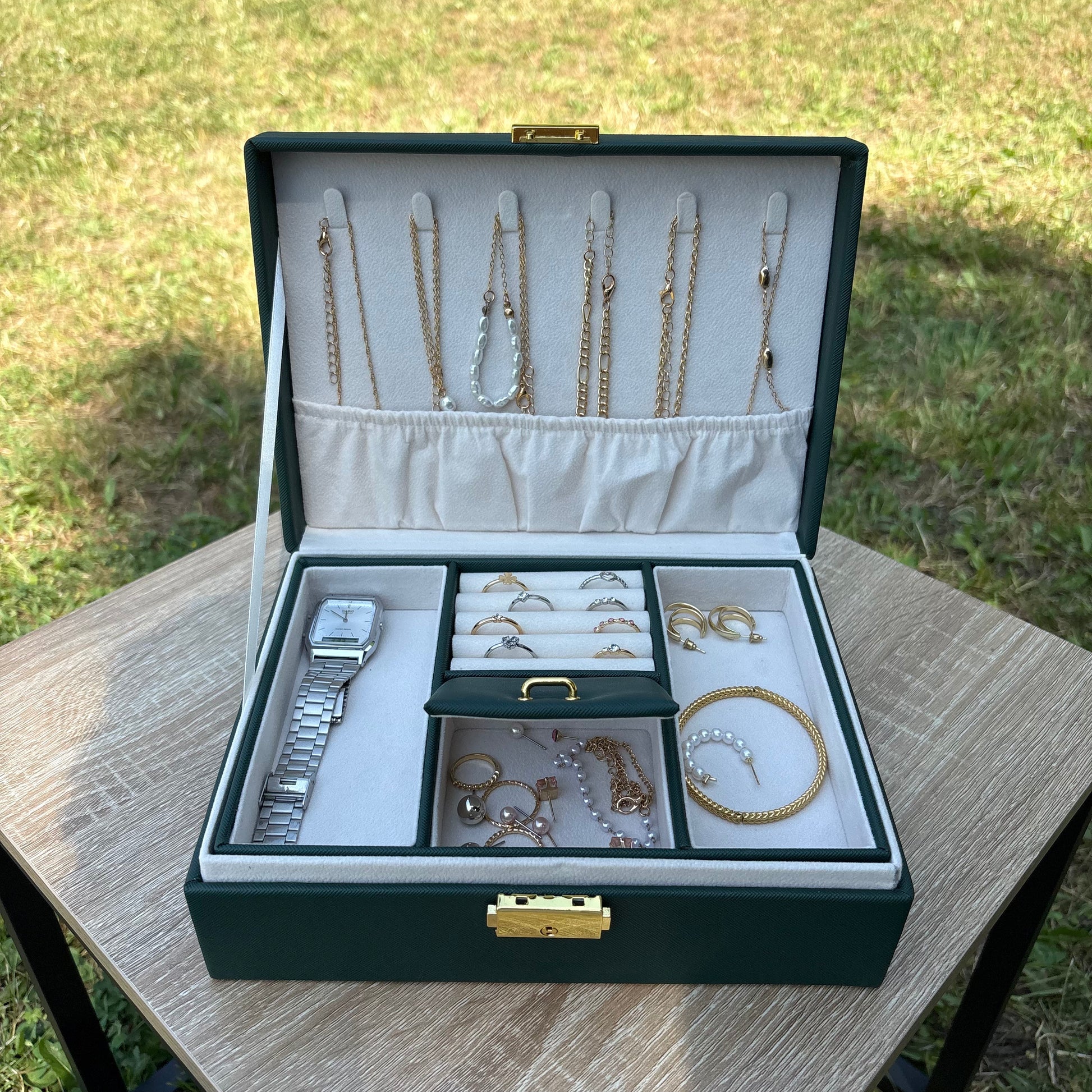 Boite à bijoux Saint-Tropez en cuir PU - Vert